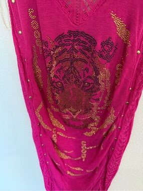 WITH TAGS Y2K Coogi pink bedazzled tiger dress size M